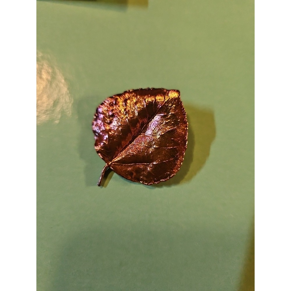 Copper Tone GILDED ASPEN‎ LEAF Brooch / One Of A Kind (389)